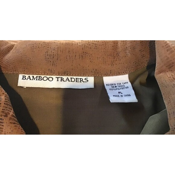 Bamboo Traders Brown Reptile Snake Print Shirt Jacket Size PL Brass Buttons - Picture 6 of 7